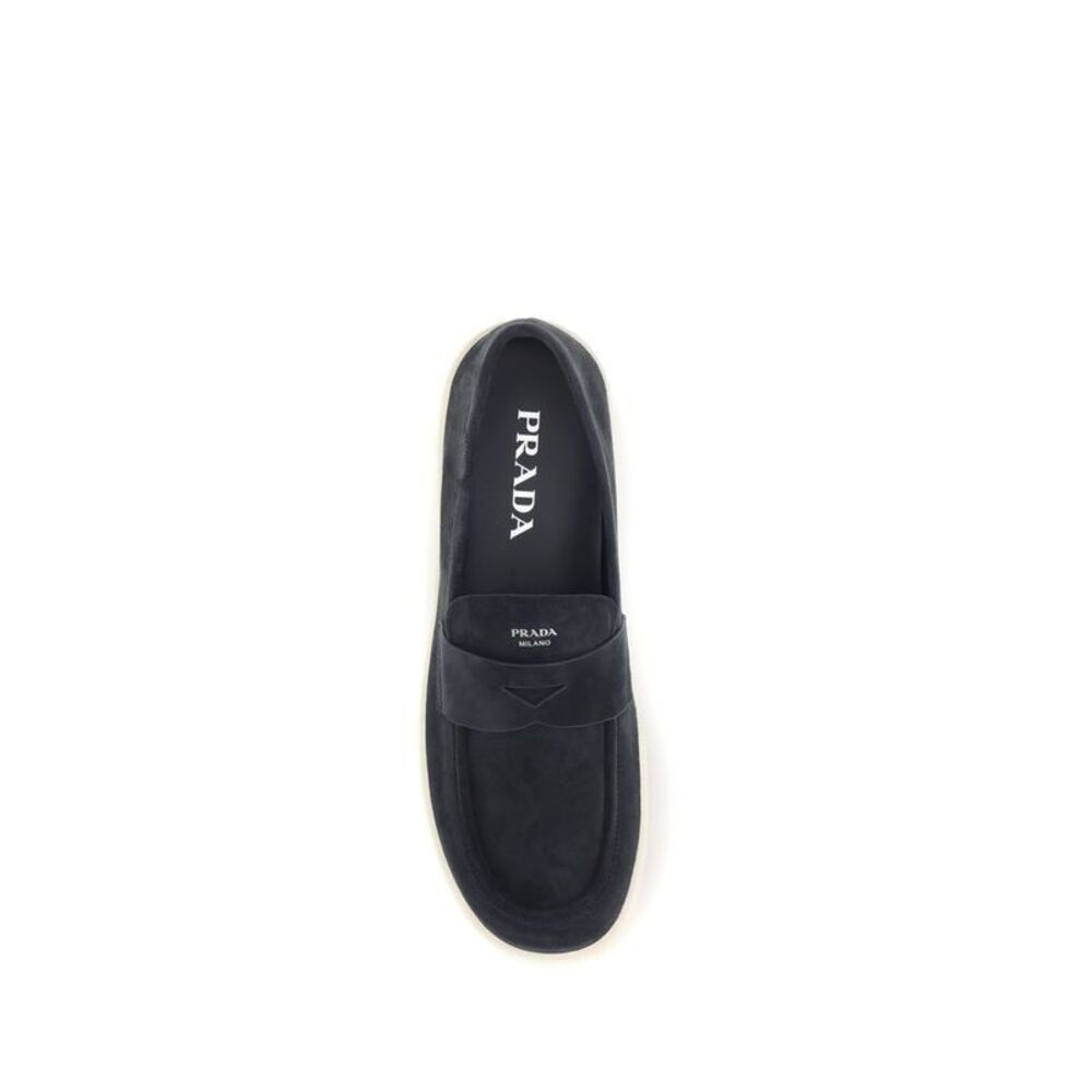 Prada Blue Calf Leather Bos Taurus Slip-On Men's Loafers - Picture 4 of 4